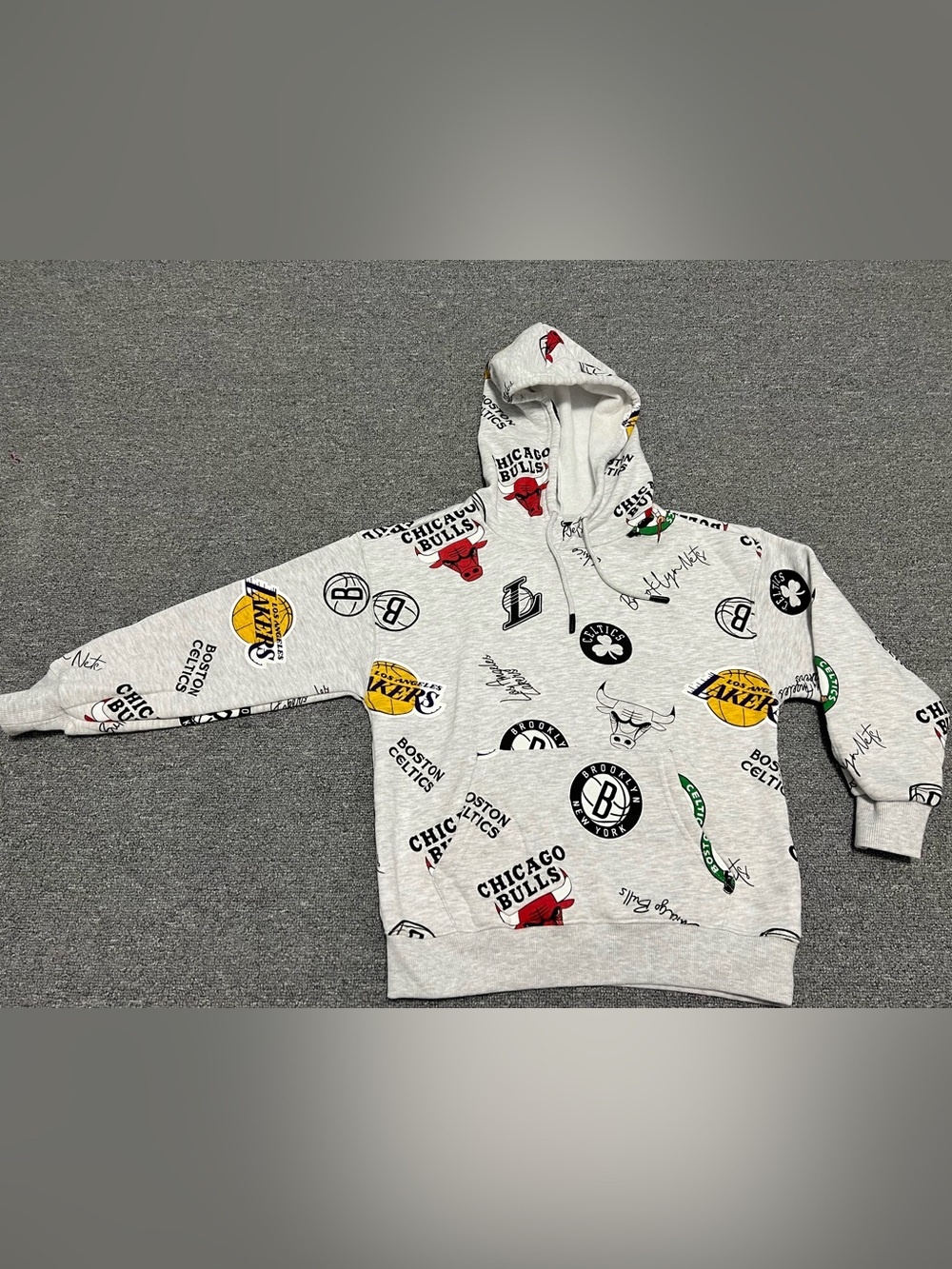 NBA Boy’s Grey Sweatshirt Hoodie with Multiteam logos